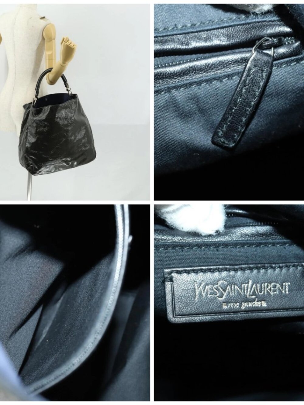 SAINT LAURENT Shoulder Bag Enamel Khaki Silver Auth - Picture 16 of 16